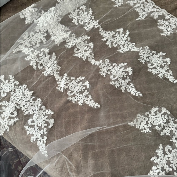 Elegant Ivory Lace Wedding  Veil - Picture 4 of 6